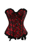Load image into Gallery viewer, Floral Lace Bowknot Decorated Overbust Corset Red / S Waist Trainer