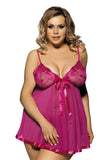 Load image into Gallery viewer, Plus Size Sexy Sheer Lace Babydoll Set Rose Red / M