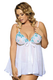 Load image into Gallery viewer, Plus Size Sexy Sheer Lace Babydoll Set White / M