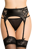 Load image into Gallery viewer, Plus Size Faux Leather Floral Lace Garter Belt Set