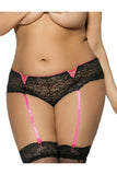 Load image into Gallery viewer, Floral Lace Panties With Garter Belt Black / M