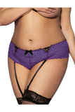 Load image into Gallery viewer, Floral Lace Panties With Garter Belt Purple / M