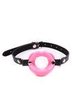 Load image into Gallery viewer, O-Ring Style Silicone Open Mouth Lip Gag Black Red Pink