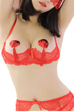 Load image into Gallery viewer, Heart Shaped Sequin Nipple Pasties With Tassel Red Black Clamps &amp;