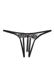Load image into Gallery viewer, Fee Et Moi 1/4 Cup Bra And Crotchless Thong Set Black / B &amp; Panties