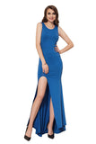 Load image into Gallery viewer, Scoop Neck Sleeveless Side Slit Lace Up Maxi Dress Blue / M