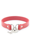 Load image into Gallery viewer, Heart Shape Lock Leather Collar Red / S Bondage Gear