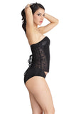 Load image into Gallery viewer, Long Overbust Floral Jacquard Corset Black / Xs Waist Trainer