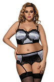 Load image into Gallery viewer, Lace Spliced Satin Bra And Garter Set Belt