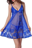 Load image into Gallery viewer, Lace See-Through Babydoll Set Blue / S
