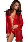 Load image into Gallery viewer, Lace See-Through Robe Red / S