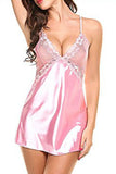 Load image into Gallery viewer, Satin Lace Babydoll And Thong Pink / S