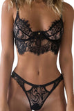 Load image into Gallery viewer, Lace Push Up Bra And G String Set Black / S &amp; Panties