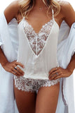 Load image into Gallery viewer, Lace Sheer Halter Bodysuit White / S