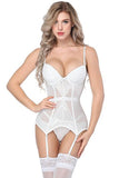 Load image into Gallery viewer, White Underwired Lace Basque Set