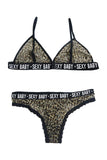 Load image into Gallery viewer, Letter Leopard Printed Bra And G-String Thong Set &amp; Panties
