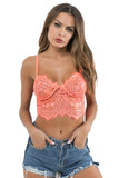 Load image into Gallery viewer, Womens Floral Strappy Longline Sheer Lace Bralette Transparent Fringe Tank Cami Crop Tops Orange / S