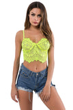 Load image into Gallery viewer, Womens Floral Strappy Longline Sheer Lace Bralette Transparent Fringe Tank Cami Crop Tops Yellow / S
