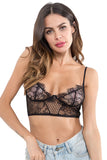 Load image into Gallery viewer, Womens Sexy Floral Lace Crop Top Sheer Triangle Bra Black / S