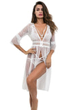 Load image into Gallery viewer, Womens Beach Wear Cover Up Lace Floral Long Maxi Dress White / S