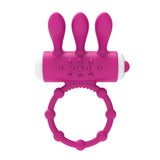 Load image into Gallery viewer, Penis Ring Vibrator With Rabbit Ears Mini Bullet Clitoris Stimulator Rose Red