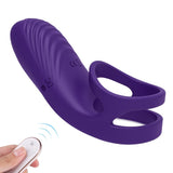 Load image into Gallery viewer, Remote Control Dual Ring Silicone Vibrating Penis Purple