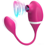 Load image into Gallery viewer, 2 In 1 G-Spot &amp; Clitoral Sucking Vibrator With Vibrating Egg Rose Red