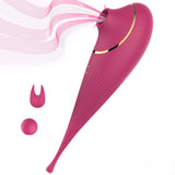 Load image into Gallery viewer, 2 In 1 Vibrating &amp; Sucking Clitoral Vibrator For Quick Orgasm Rose Red