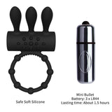 Load image into Gallery viewer, Penis Ring Vibrator With Rabbit Ears Mini Bullet Clitoris Stimulator