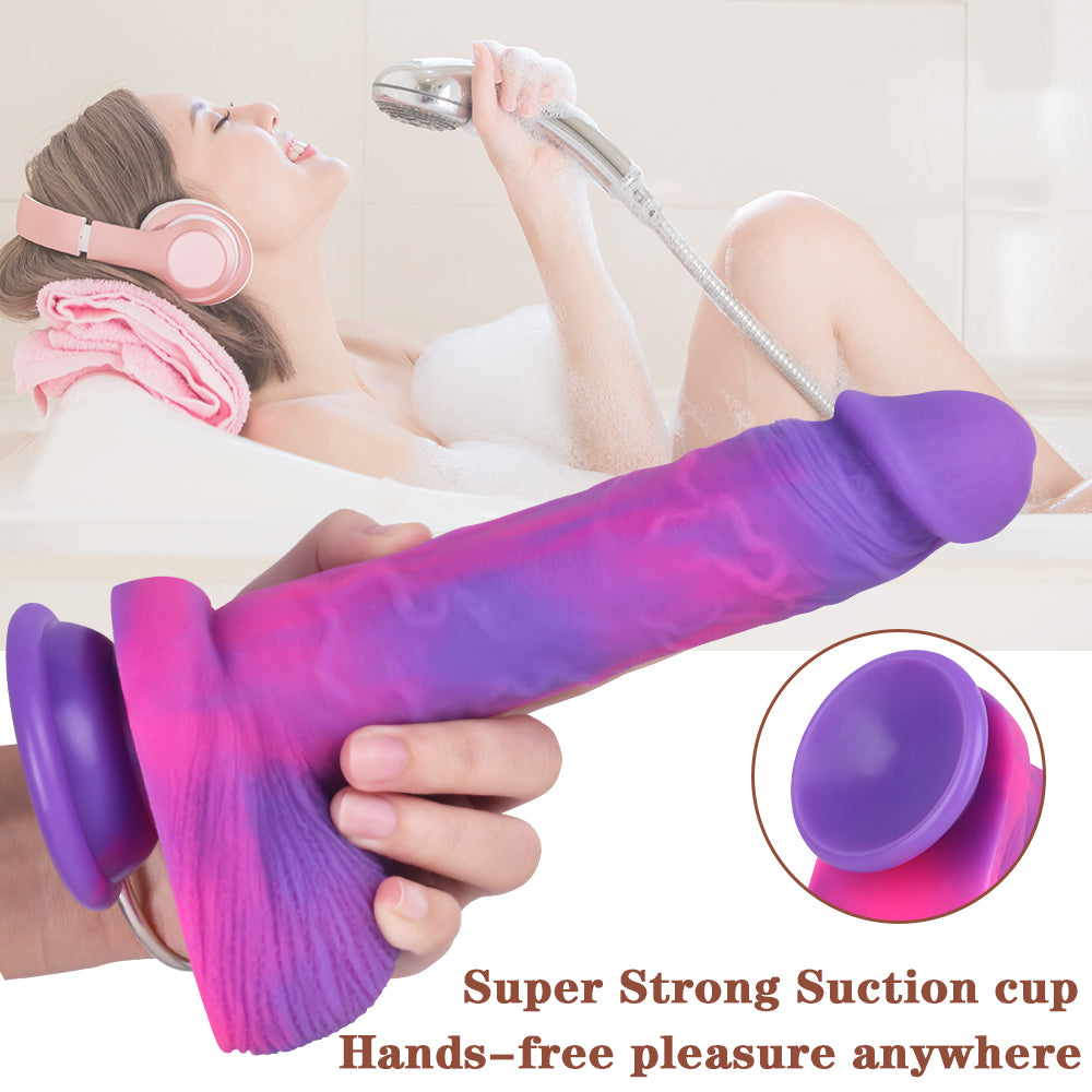 8 inch Purple Slim Dildo Realistic Suction Cup