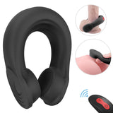 Load image into Gallery viewer, Headset Shape Silicone Penis Ring Vibrator Remote Control Black