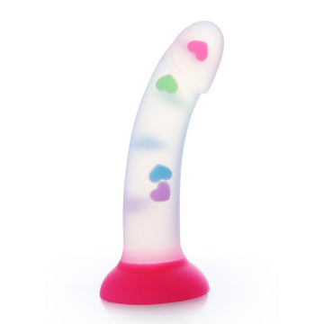 Heart Dildo Curved Glow Stick Sex Toy