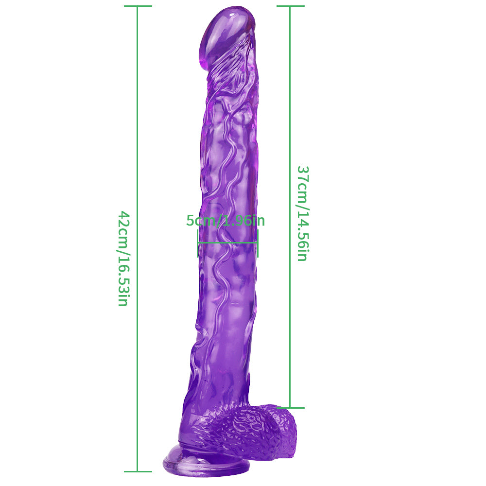 16 Inch Long Jelly Anal Purple Dildo