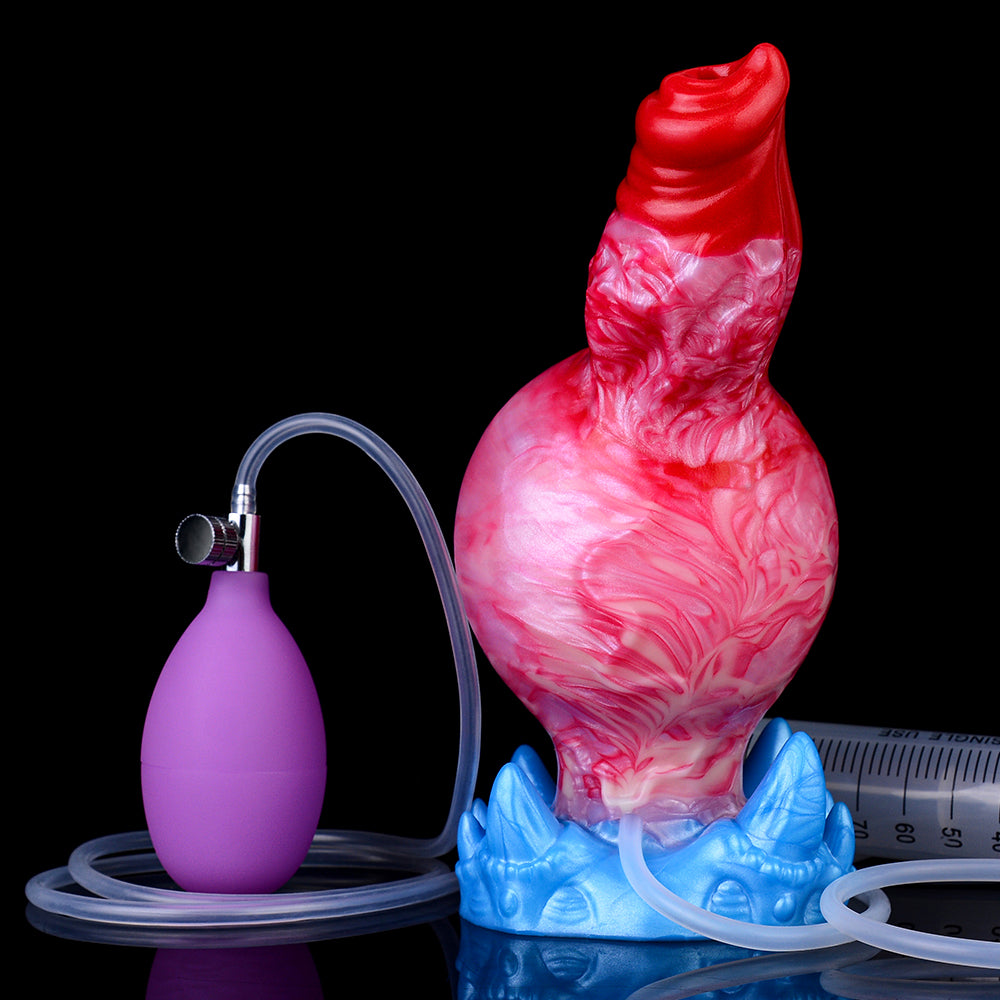 7 Inch Red Fantasy Dog Inflatable Squirting Dildo