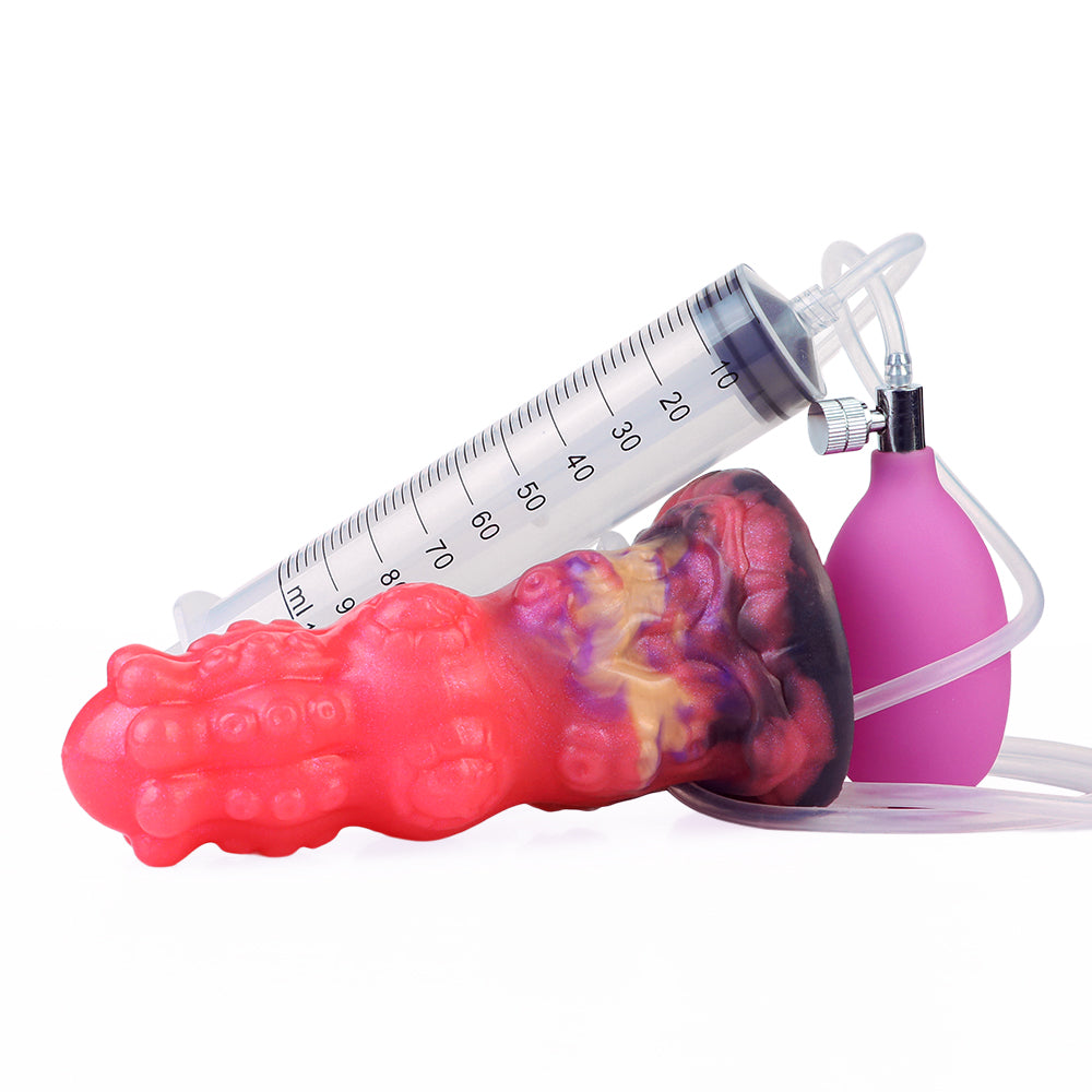 Red Tentacle Knot Inflatable Cumshot Dildo