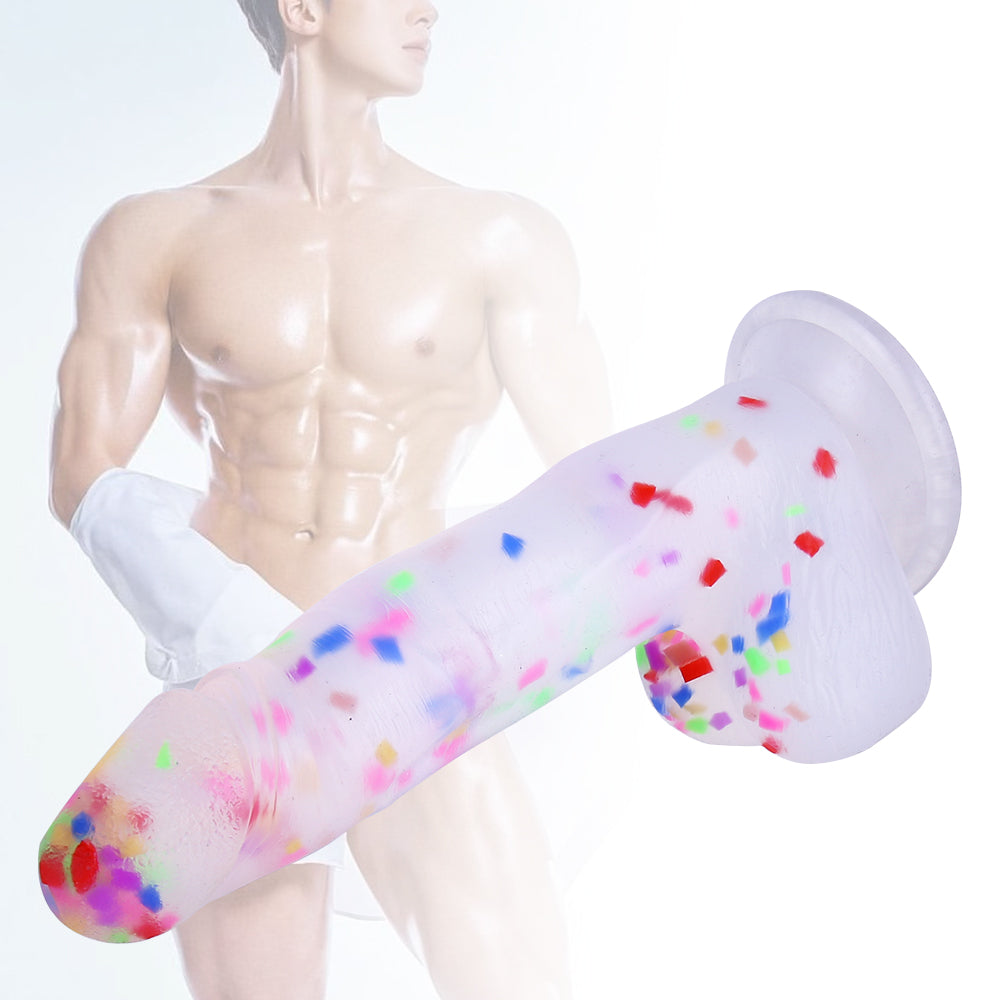 Strap On Jelly 7.68 inch Confetti Dildos