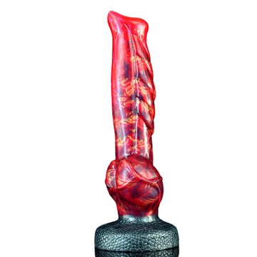9 Inch Red Textured Pointed Horse Dildo