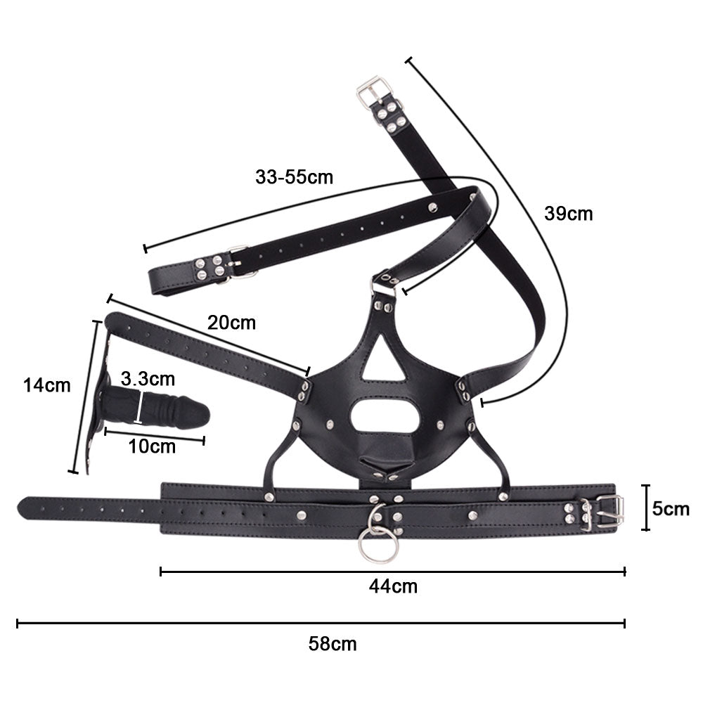 Mouth Gag Mask Sex Slave Toy Face Dildo