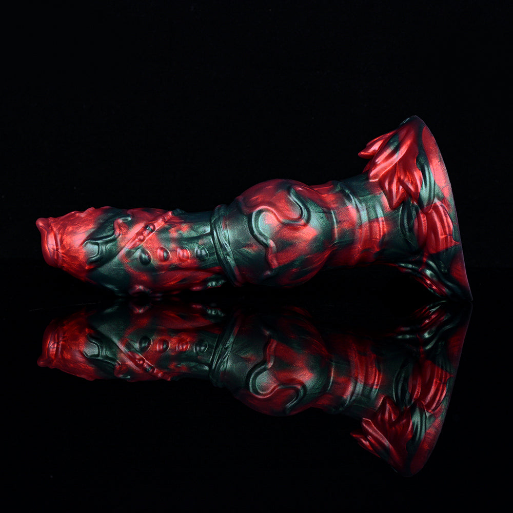 Red Black Textured Alien Knot Dildo