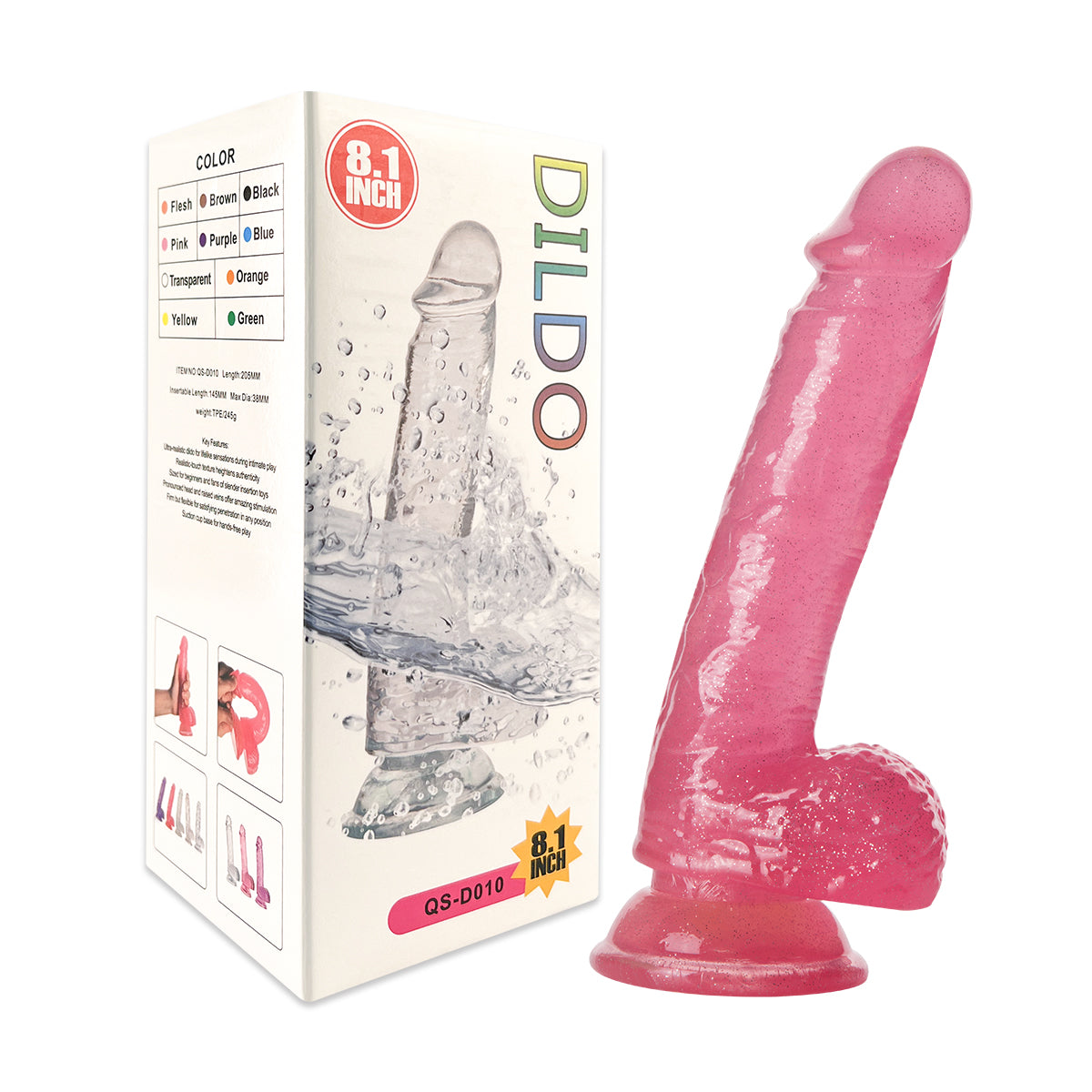 Pink Glitter Dildo Jelly with Balls