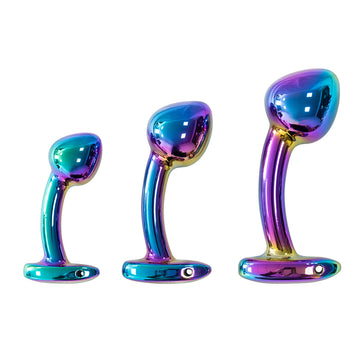 Rainbow Curved P-Spot Metal Butt Plug