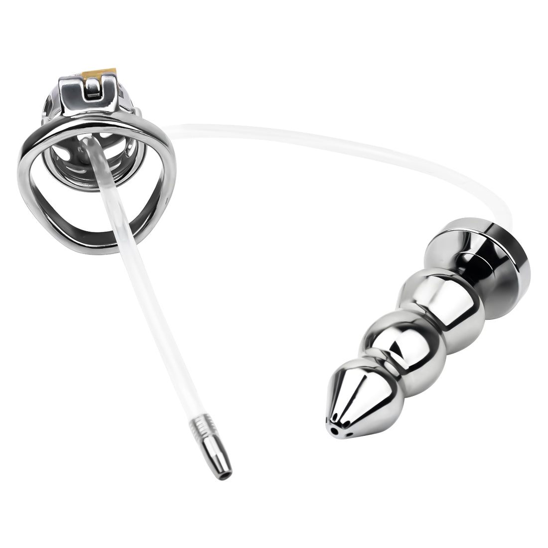 Metal Inverted Chastity Cage With Butt Plug