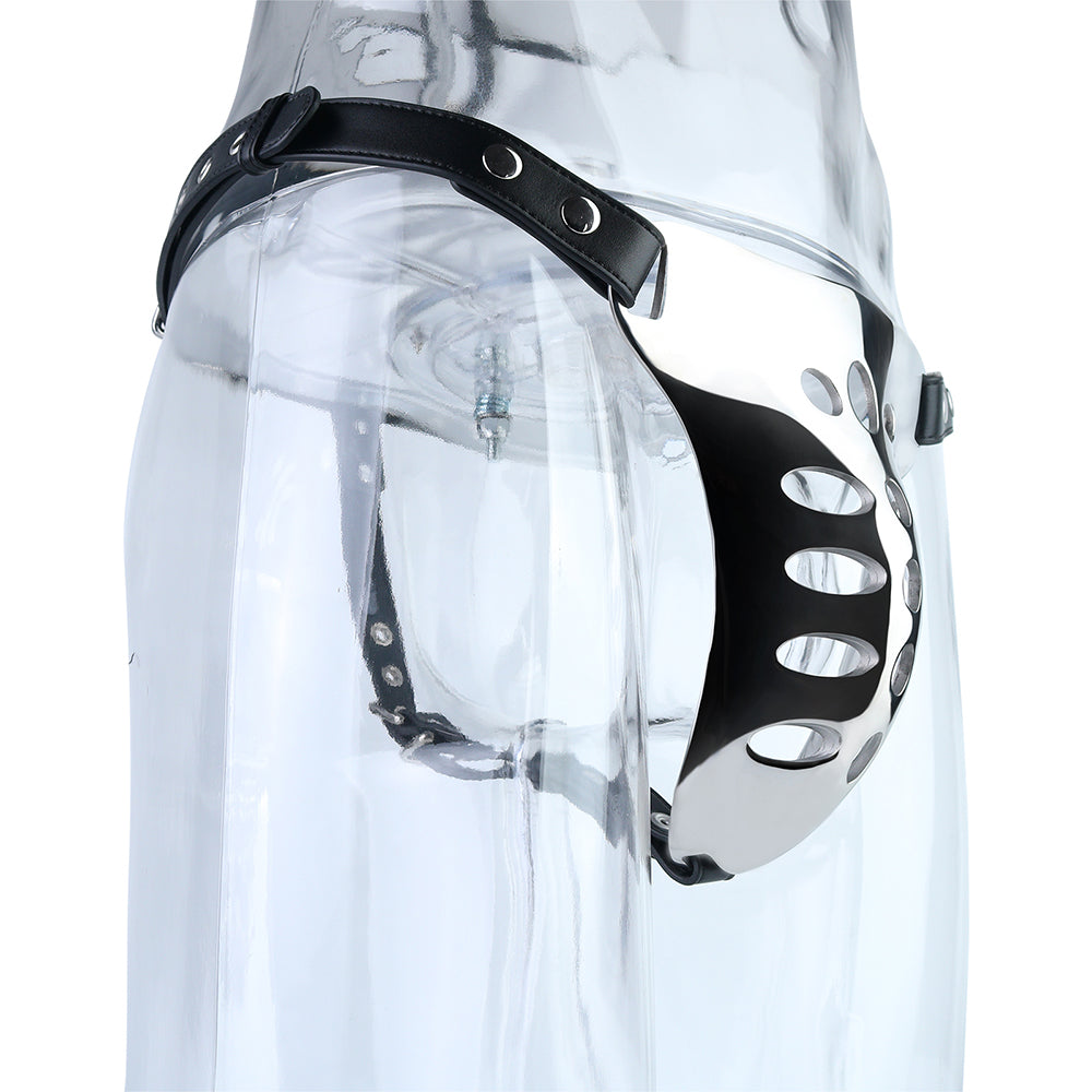 Breathable Stainless Steel Male Chastity Cage With Belt