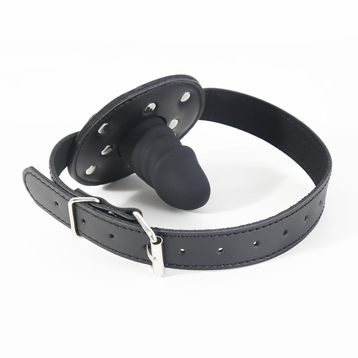 BDSM Adjustable Leather Training Dildo Gag