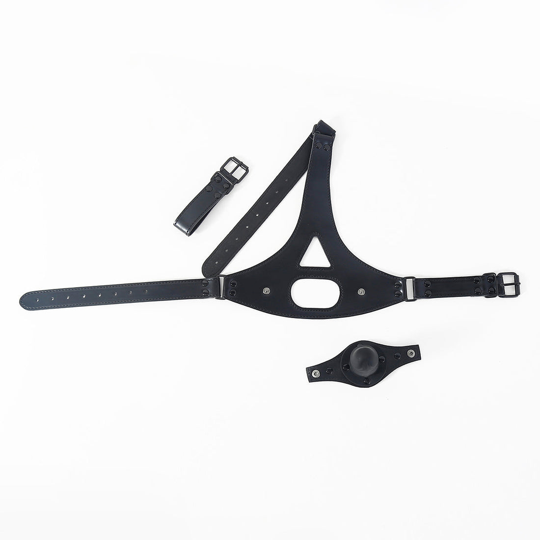 Black Leather Training BDSM Dildo Gag Mask