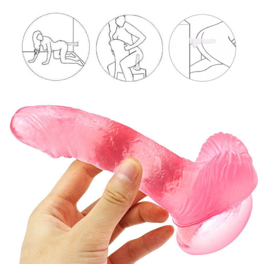 6 Inch Curved Jelly Small Pink Dildo