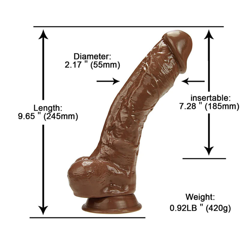 10 Inch Brown Realistic Penis Suction Cup