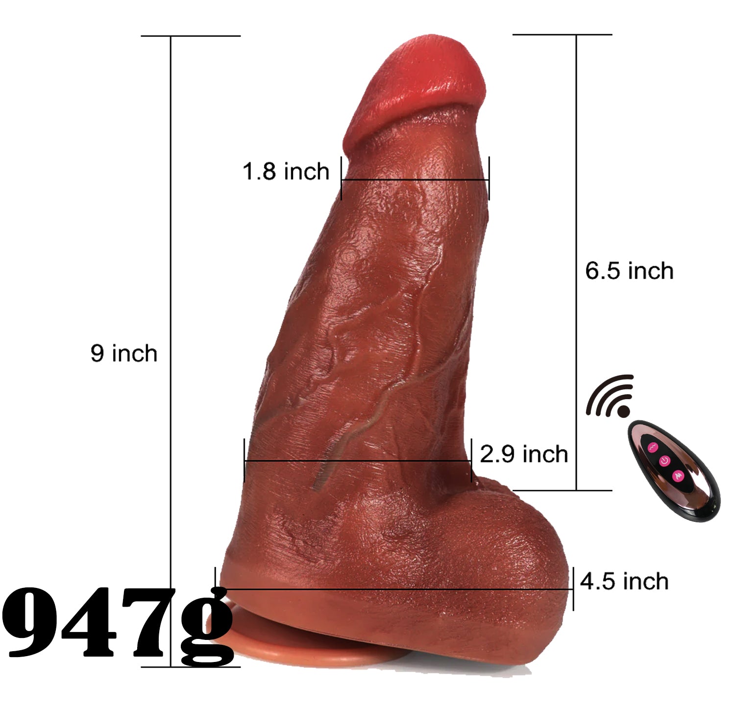 Big Fat Dildo with vibrator 9 in remote control