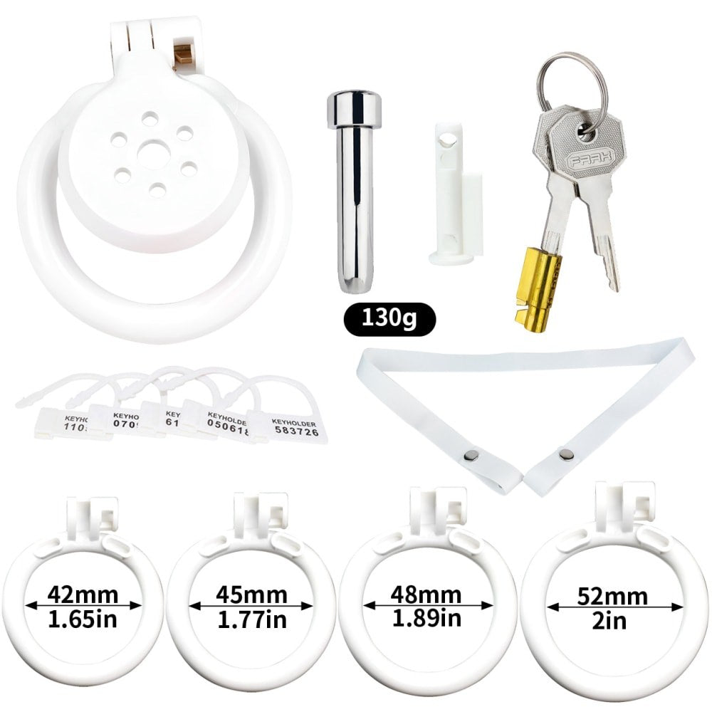White Resin Male Flat Chastity Cage