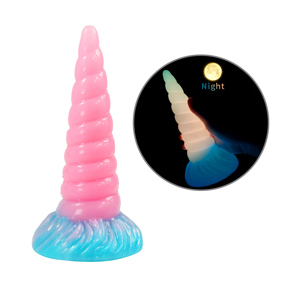 unicorn dildo tapered 8 inch pink light up